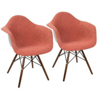 Lumisource CH-NFLF R+E2 Neo Flair Duo Mid-Century Modern Dining/Accent Chair in Red and Grey - Set of 2